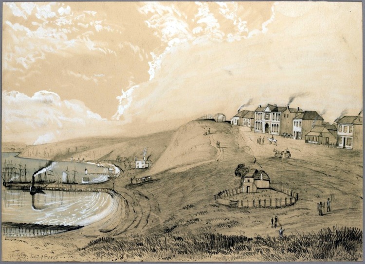 Geelong in 1850 courtesy State Library of Victoria